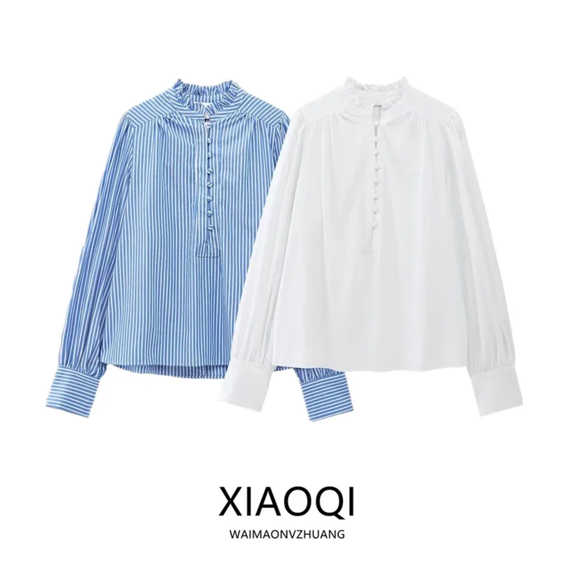 ربيع 2025 نسائي كاجوال من القطن طويل Sve بياقة مطوية irt متعدد الاستخدامات فضفاض مناسب بطول منتظم عالي الجودة #1