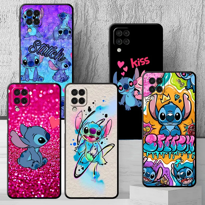 Phone Black Case for Samsung Galaxy A13 A22 5G A51 A32 A54 A23 A72 A12 A52 A34 A33 Silicone Cover Disney Cute and Cool Stitch