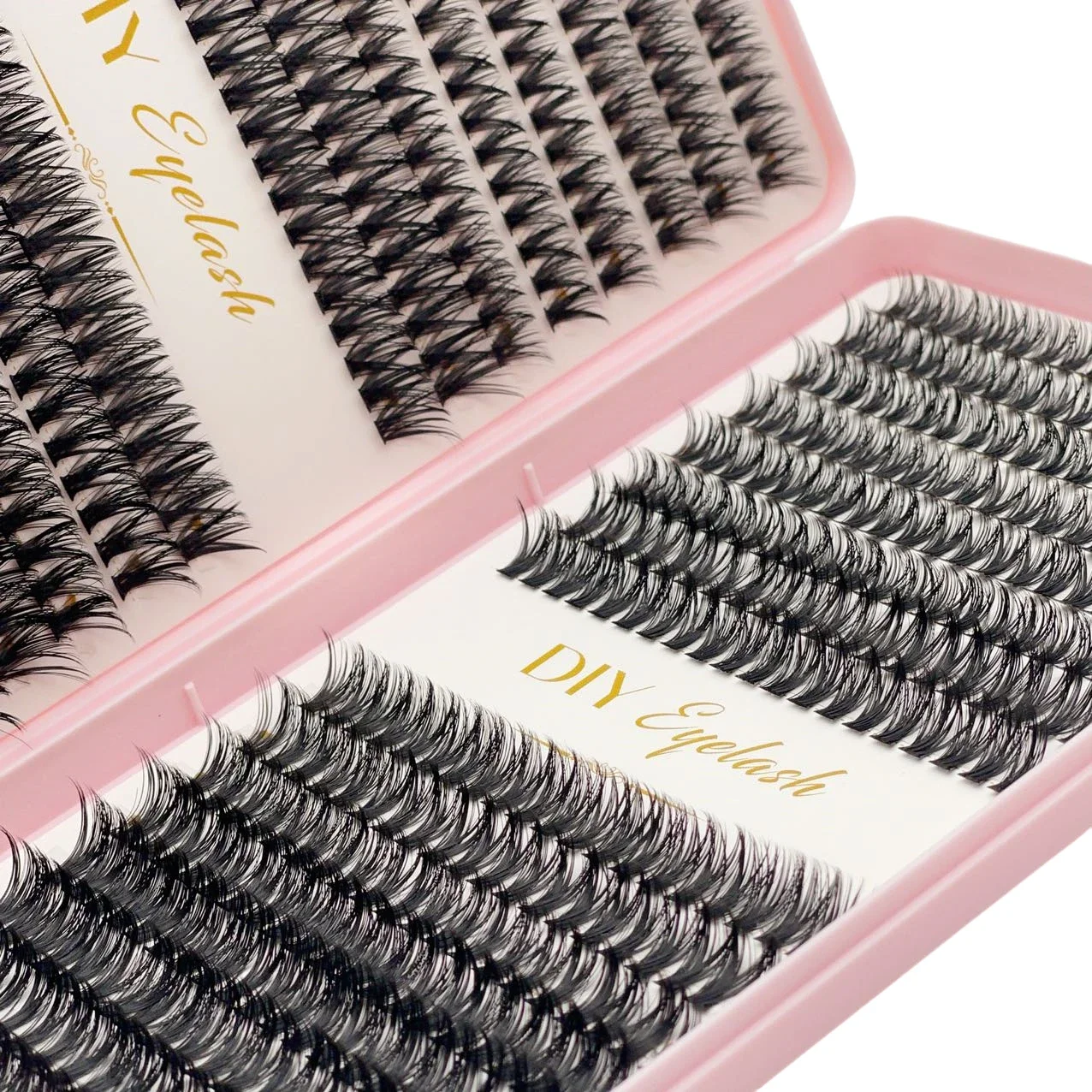 Dual Density 40D 80D D Curl Wispy Lash Clusters 640Pcs 10-14mm Mixed Size Natural DIY Home Graft Lashes