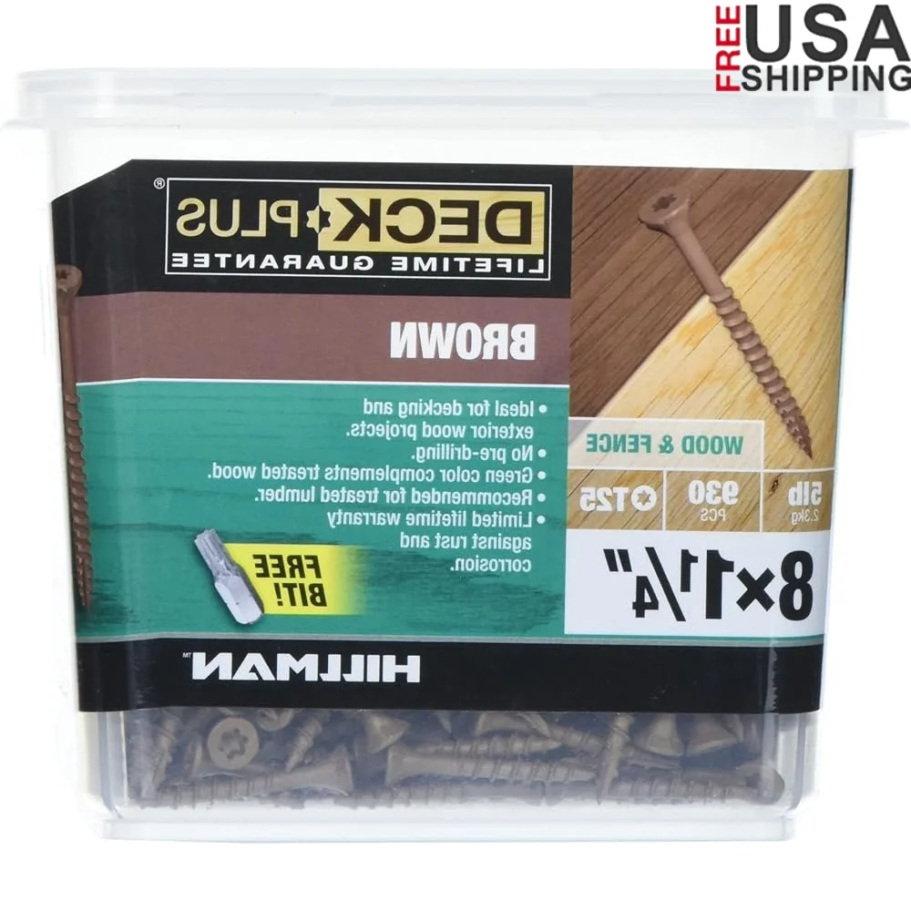 

1-1/4" Epoxy Coated Exterior Wood Screws #8 Coarse Thread Self-Drilling Point Torx Drive Included 930 Pieces Decking Rust