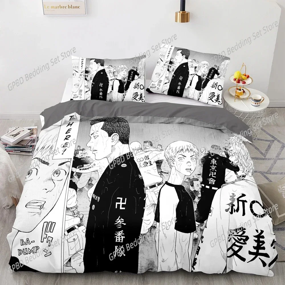 3D Print Tokyo Avengers Manjiro Sano Bedding Set Double Twin King Duvet Cover Comforter Pillowcase Boys Girls Adults Bedroom 6