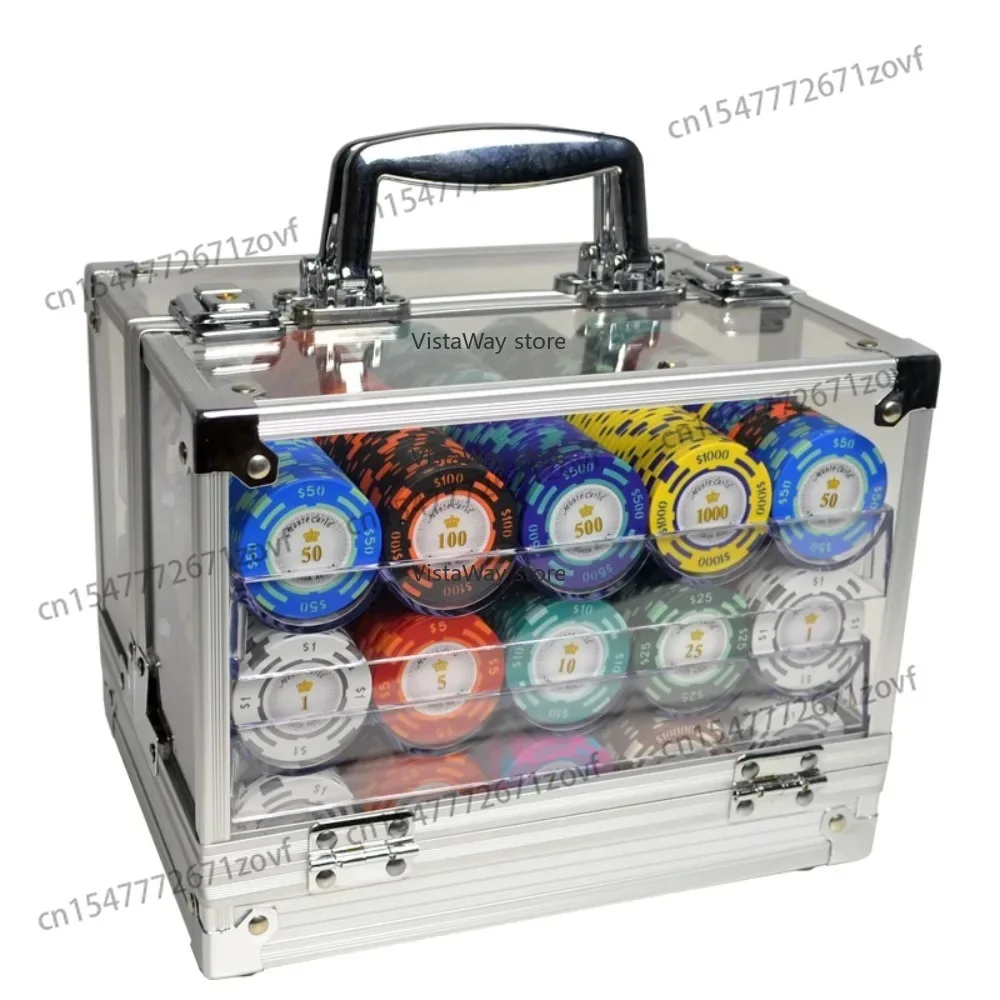 

Ceramic 1000pcs Cash Game Acrylic Box 600 Poker Chip Set