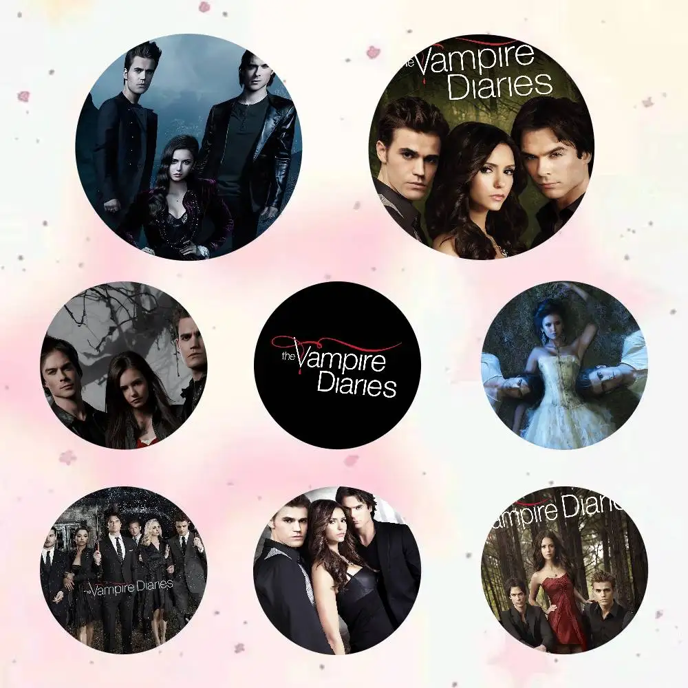 TV Drama The Vampire Diaries Round Brooch Brooches Cartoon Badge Pins Backpack Hat Accessories Friend Gift