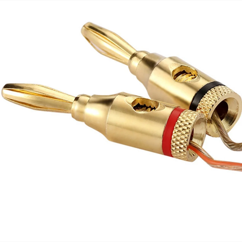 2 Stuks 4Mm Bananenplug Vergulde Muzikale Kabel Draad Audio Luidspreker Connector Adapter Vergulde Luidsprekerkabel Draad Pin Connectoren