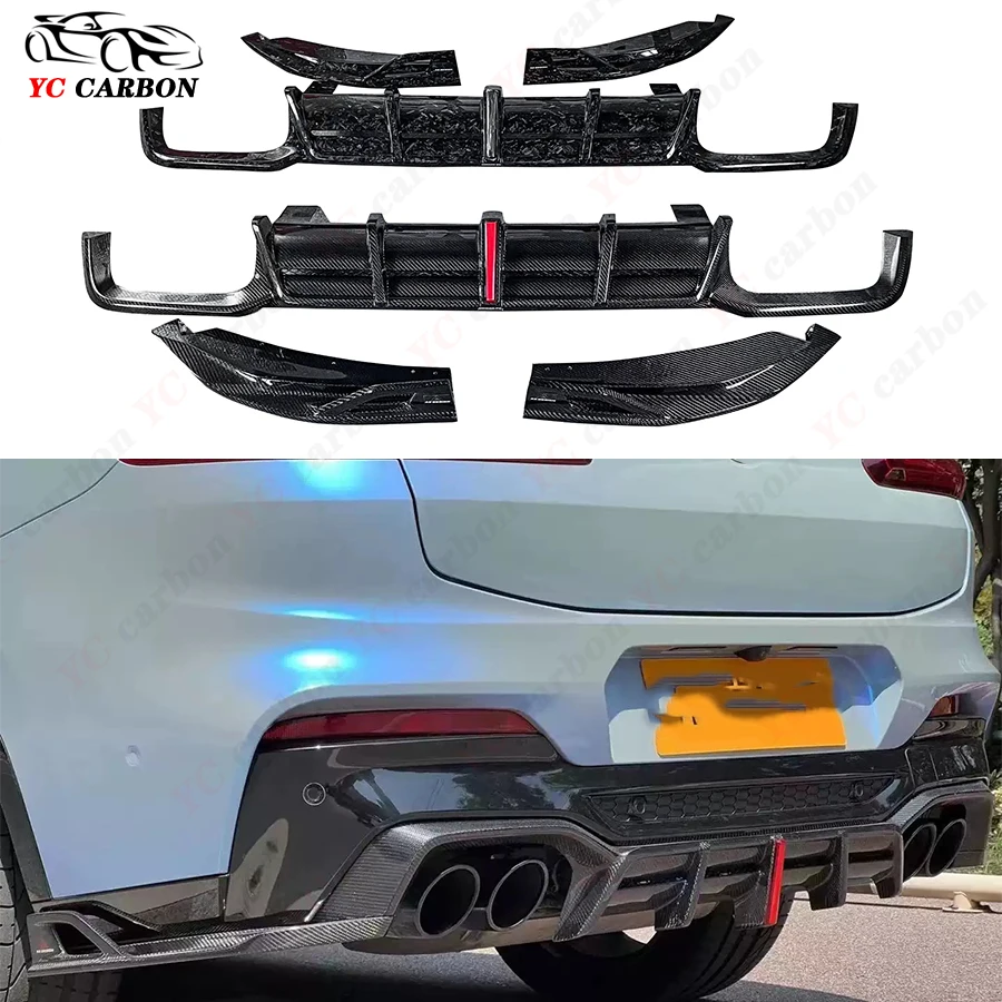 

For BMW X3M F97 X4M F98 2022+ High quality Carbon Fiber With lights Rear Lip Diffuser Back Bumper Spoiler Separator Body Kit