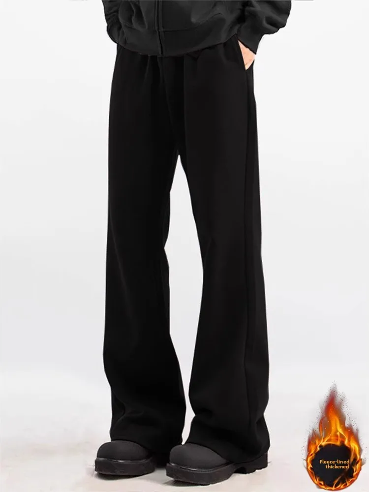 

Cleanfit Men's Fce Lined Denim Jeans Bla High Street Sle Winter Wear Straight Cut Trousers Youth Faion Cotton Polyes...