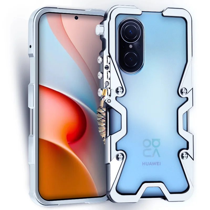 Metal Alumínio Phone Cases para Huawei, Armadura Luxuosa, Bumper para Nova 9, Nova9, Se Pro, Capa, Mecânica, Artesanal Caso Do Crânio, Capa De Luxo