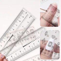 Nail Transparent Soft Ruler Manual Fake Nails Rhinestone Measuring 0.5MM Size Transparent Card Scale Caliper Ruler Manicure Tool