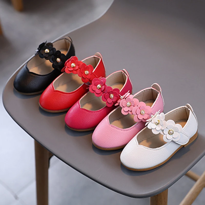 2024 Spring Autumn New Kids Shoes Fashion Soft Sole Girl Leather Shoe Princess Shoe Anti Slip Breathable Baby Shoe Girl Shoes