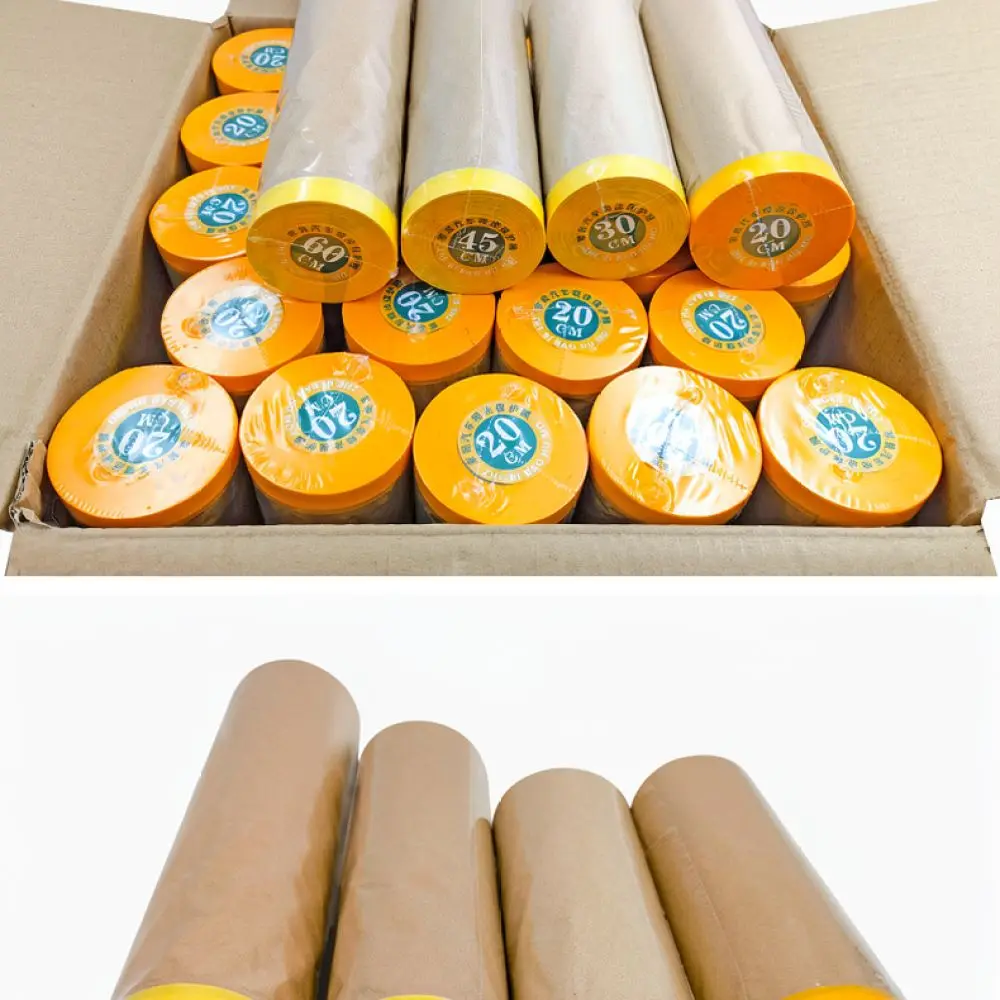 Heavy Duty Kraft Paper Masking Roll For Paint Protection Automotive Refinish DIY Renovation Dustproof Barrier Tape