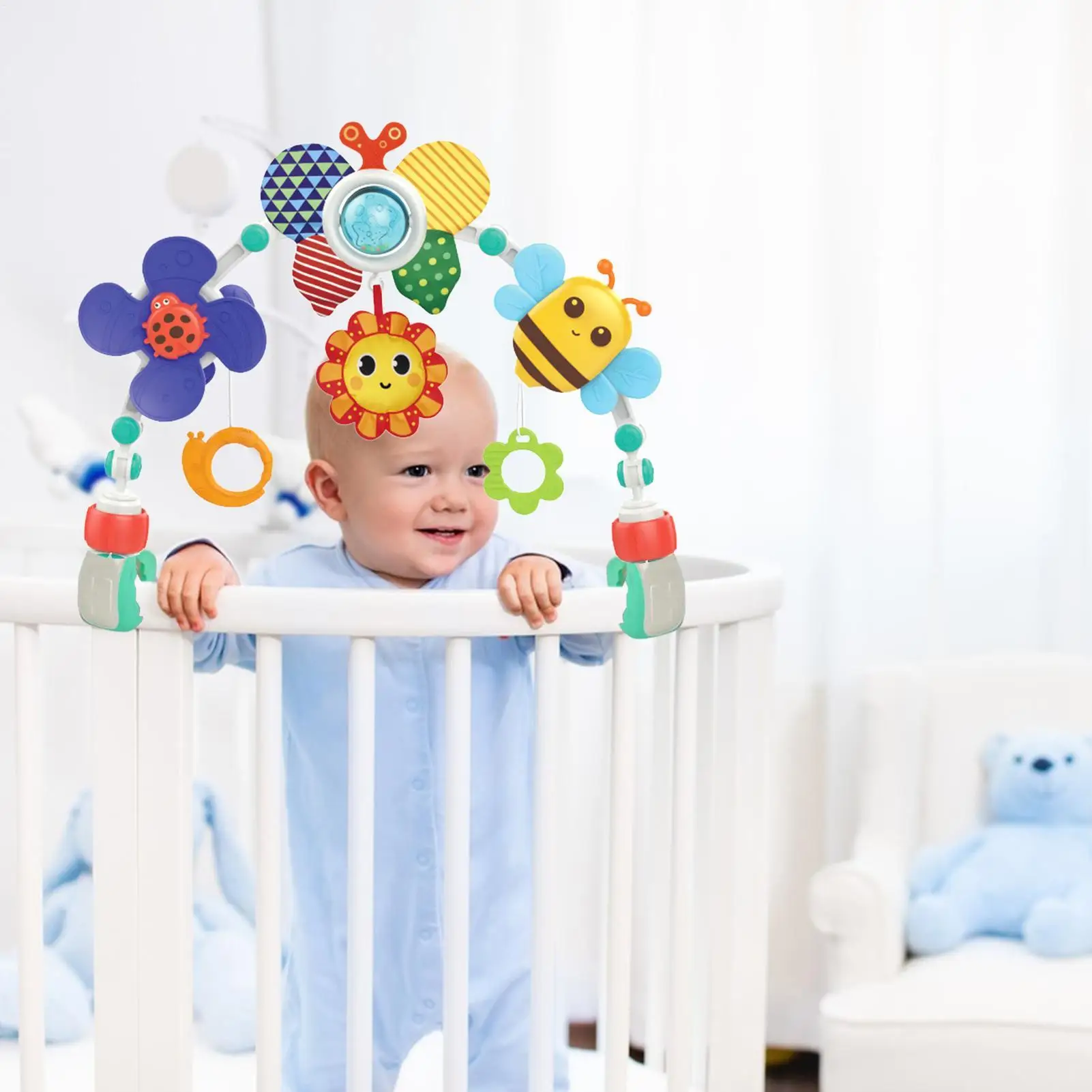 1pc Baby Stroller Arch Toys Bouncer Toy Pram Arch Toys Fine Motor Skills Toys Sensory Development Arch Baby Car Seat Toys