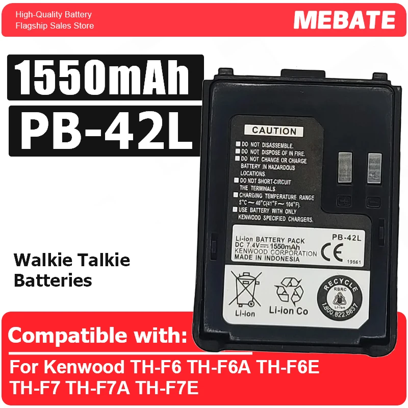 

Аккумулятор PB-42L для рации 1550 мАч для KENWOOD TH-F6 TH-F6A TH-F6E TH-F7 TH-F7A TH-F7E, сменный литий-ионный аккумулятор для двухсторонней радиосвязи