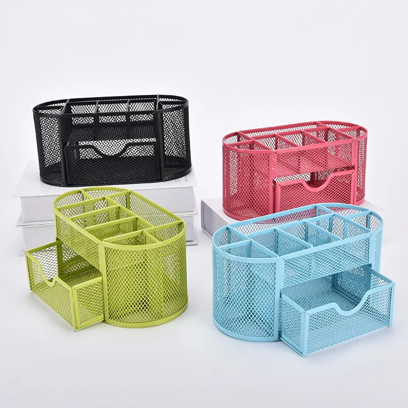 Pencil Pen Holder  9 Grids Design Storage Box Drawer Pencil Pen Holder Multi-Functional Mesh Desk Organization Storage