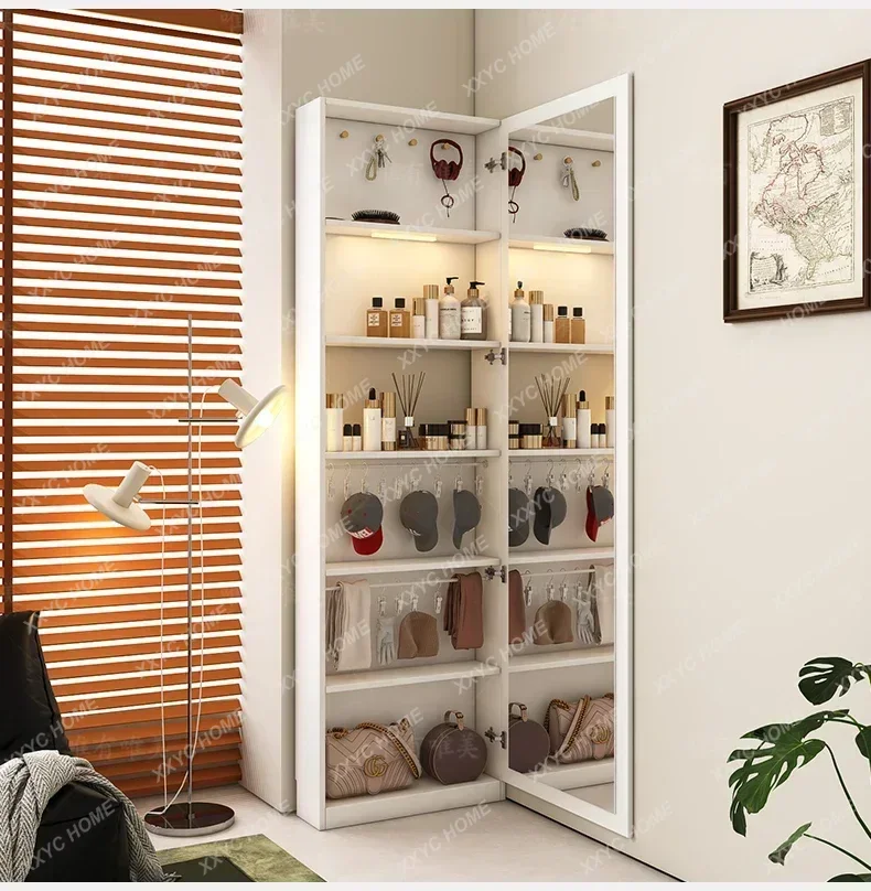 Floor-to-ceiling jewelry cabinet with mirror decoration, bedroom wardrobe storage, narrow cabinet against the wall, combinatio