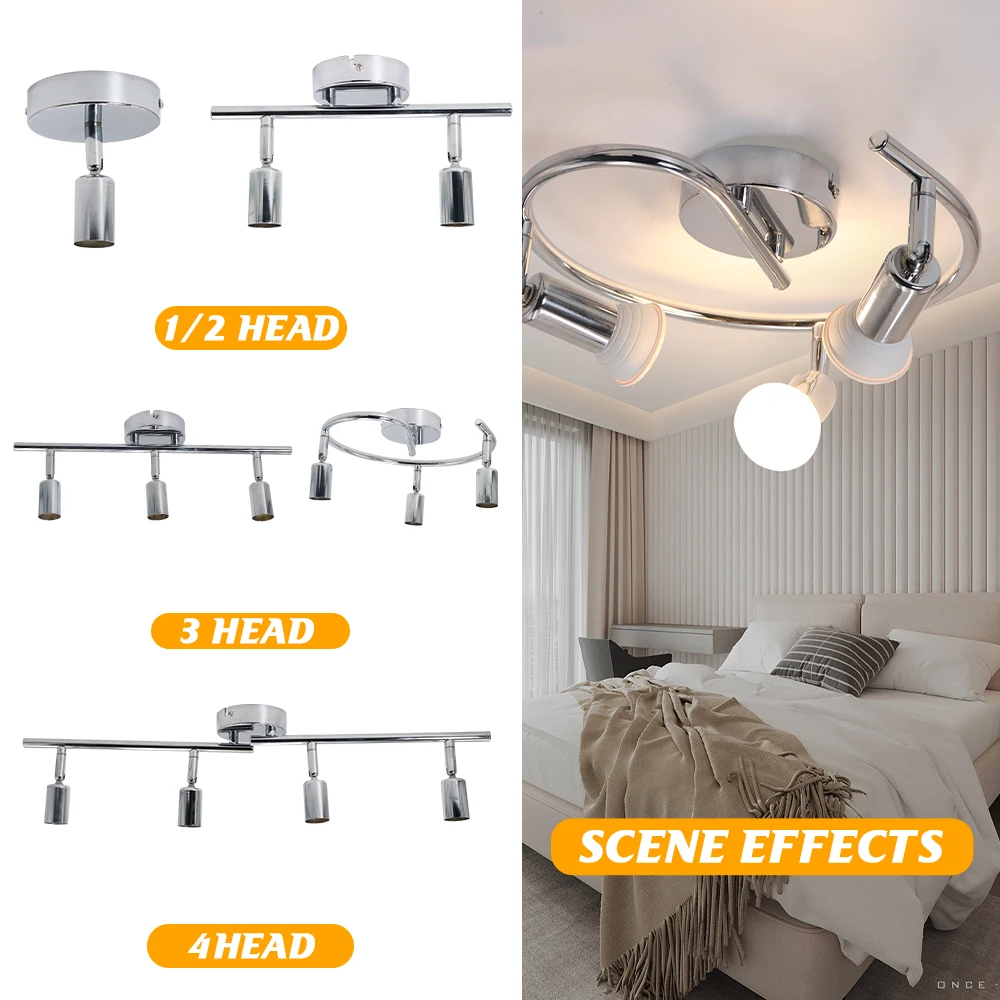 Room Light Kitchen Lights Bedroom Lamps AC100-220V 3 Way Rotatable Ceiling Light GU10 Base Ceiling Spotlight Modern Wide Living