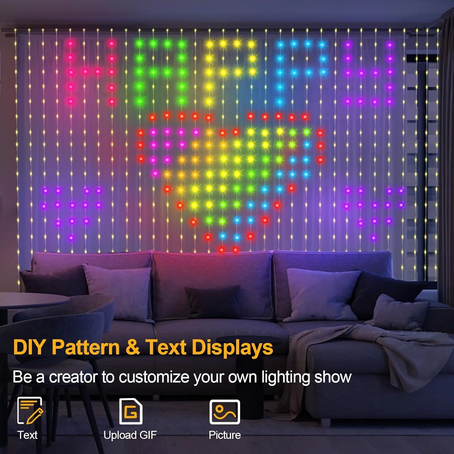 RGB الذكية الستار Led سلسلة ضوء 400 المصابيح لتقوم بها بنفسك أضواء عيد الميلاد نمط App تحكم عن بعد WS2812B عرض جارلاند الديكور