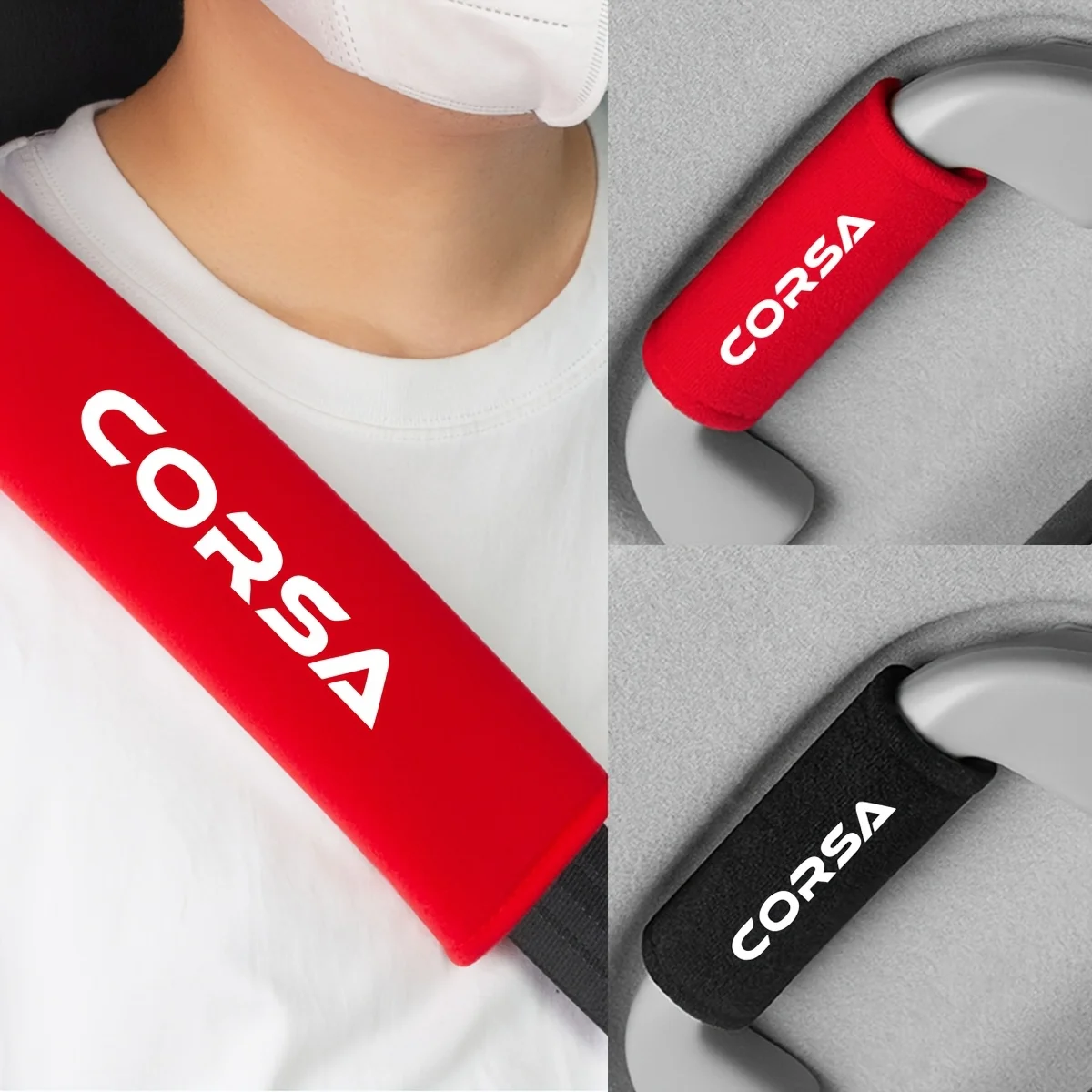 2pcs Soft Car Safety Belts Shoulder Protection Car Roof Door Handle Protector for Opel for Corsa O D C E