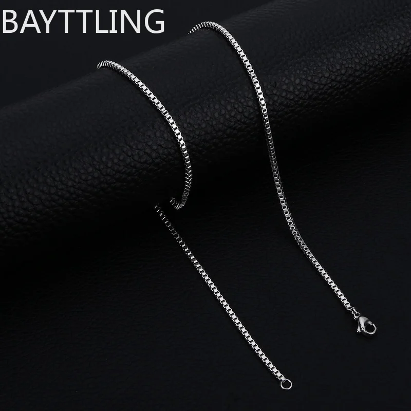 Women's 925 Sterling Silver Box Chain Necklace, Charm Accessory