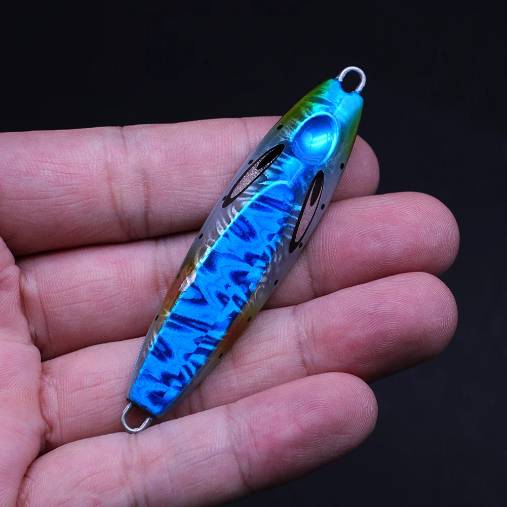 SANLIKE 40g 60g 80g Blue Metal Slow Jig Fishing Lure Luminous Color  Artificial Hard Baits Slow Sinking Tuna Jigging Lures