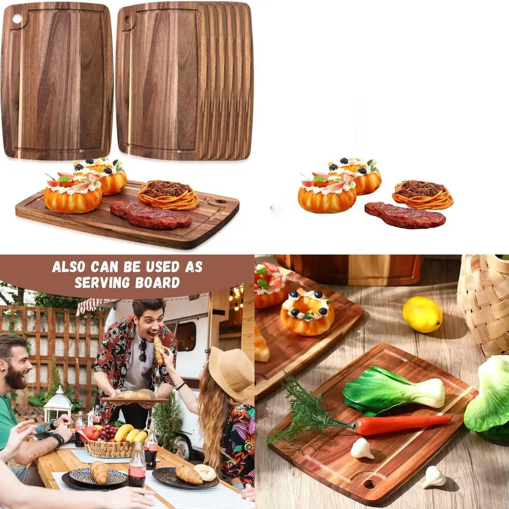 

Acacia Wood 14x10 Reversible Chopping Board - Elegant Kitchen Cutting Tray for Meat, Cheese, and More