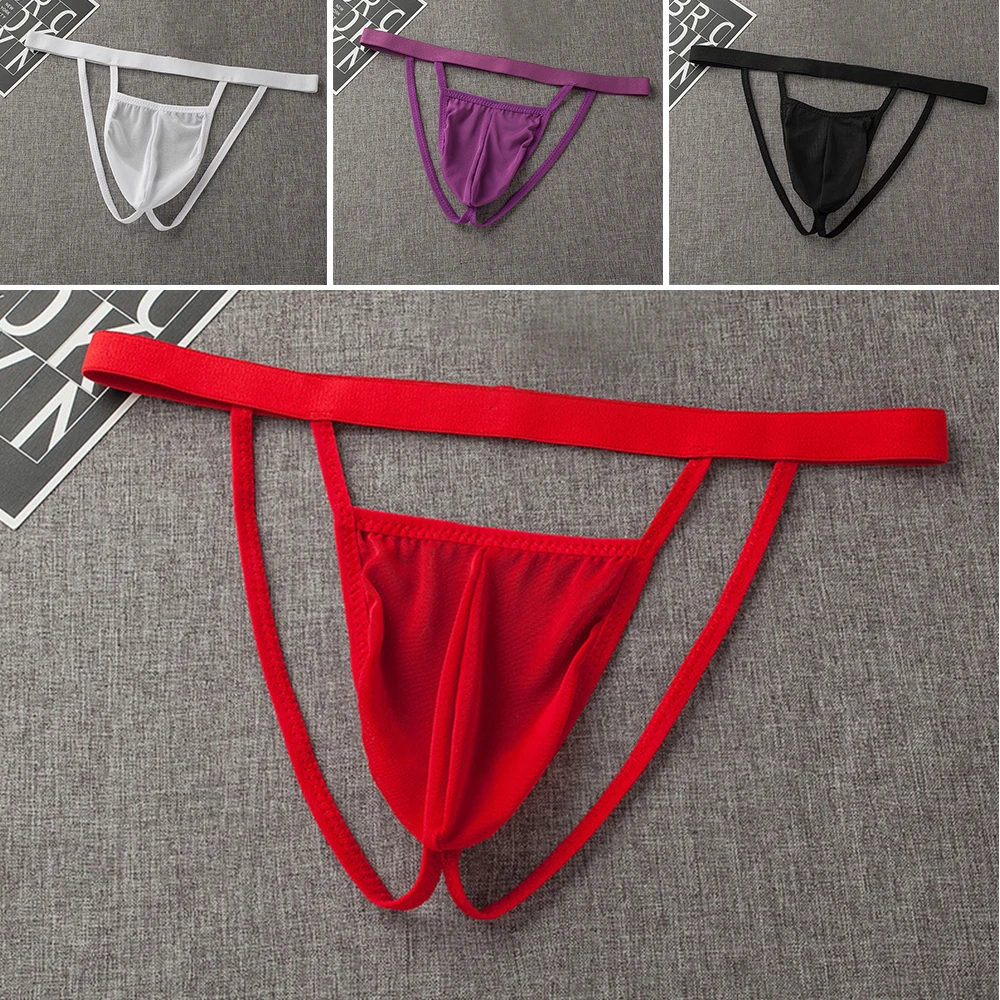 Men\'s Panties Mesh Hollow Jockstraps Low Waist Thongs Briefs Backless Bulge Pouch Summer Transparent Breathable G-String