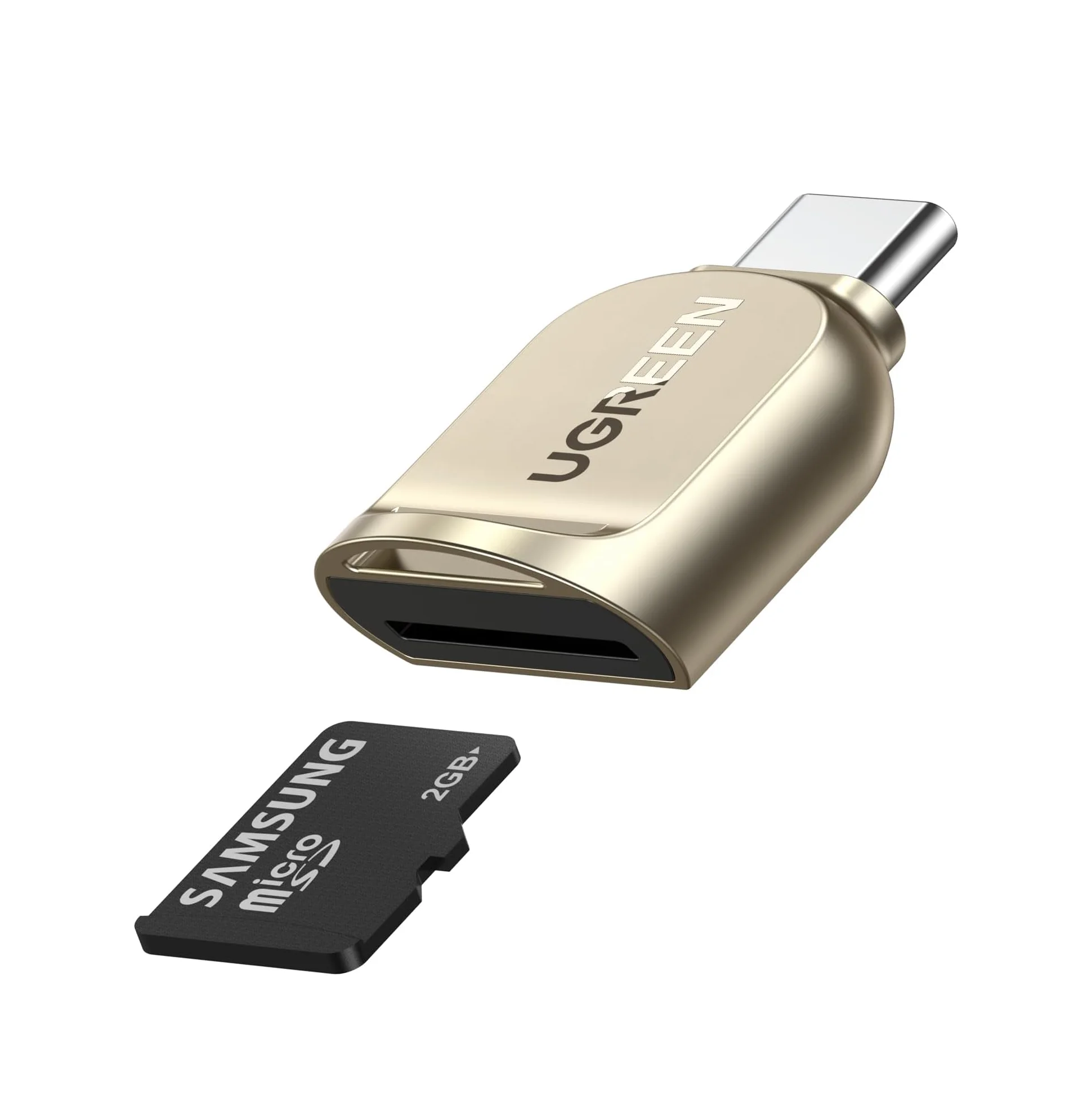 UGREEN USB C マイクロカードリーダー、亜鉛合金製外部ポータブルSDカードリーダー付きType C - マイクロカードアダプター