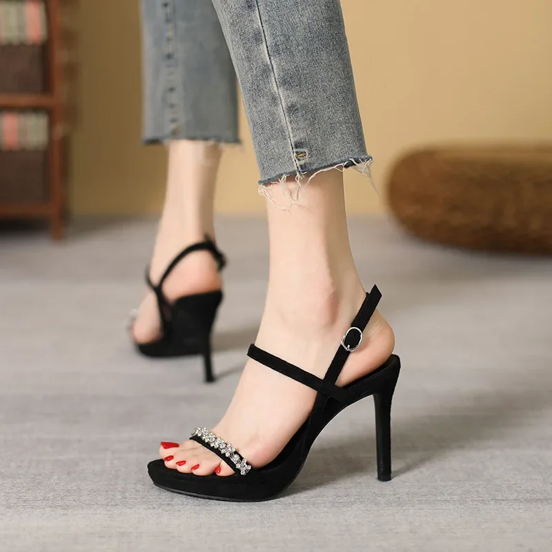 

Size 32-39 High Heels Stiletto Heel Platform Sandals Women Rhinestone Sexy Open Toe Shoes Summer New