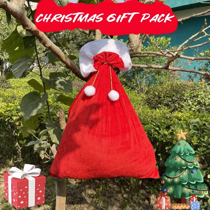Santa's Gift Bag,Velvet Candy Bag, Perfect as a Decorative Storage Sack Under the Christmas Tree,Overflowing with Holiday Cheer
