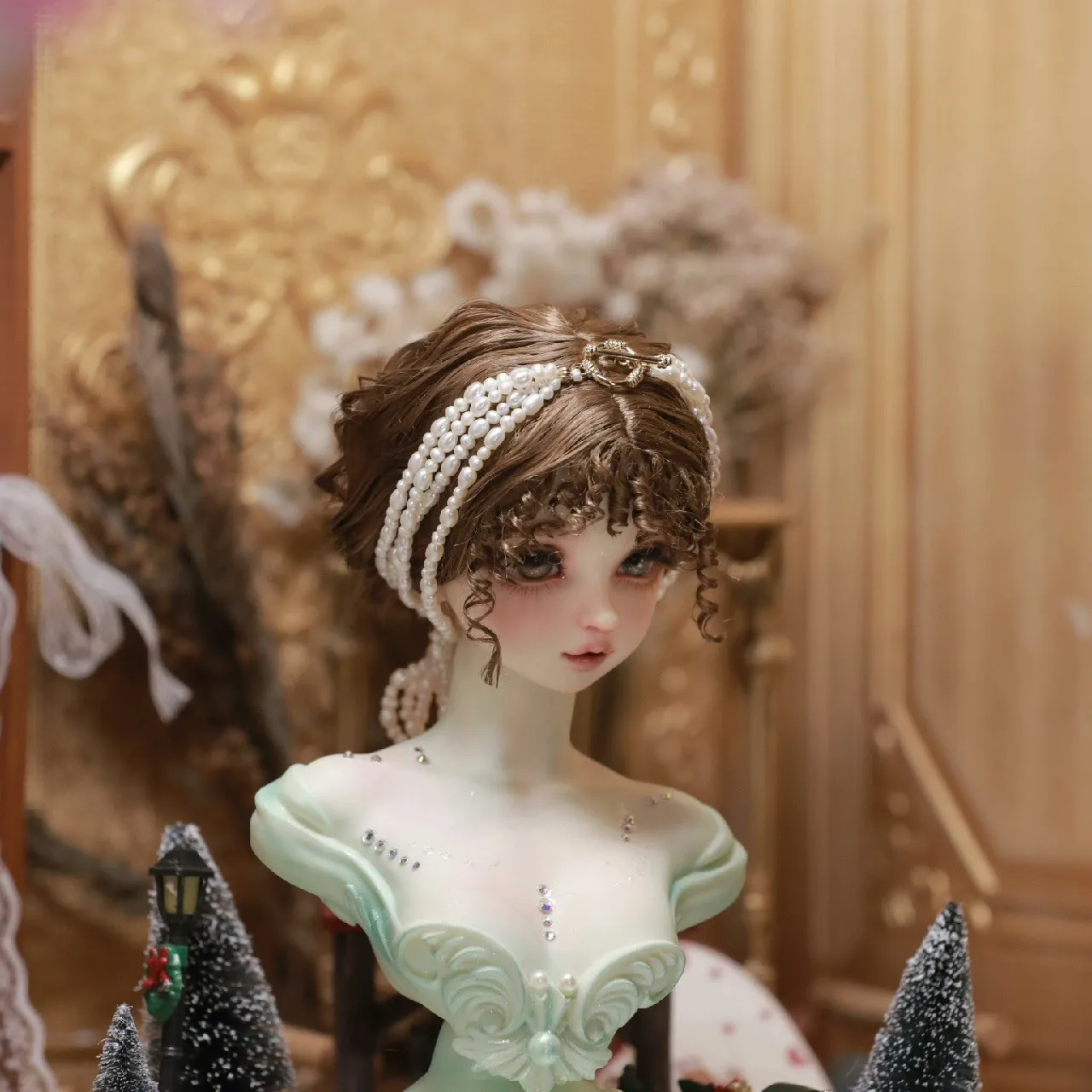 European style wigs big wig braids updo hair bjd doll wig 1/3 doll brown imitation mohair styling hair free shipping