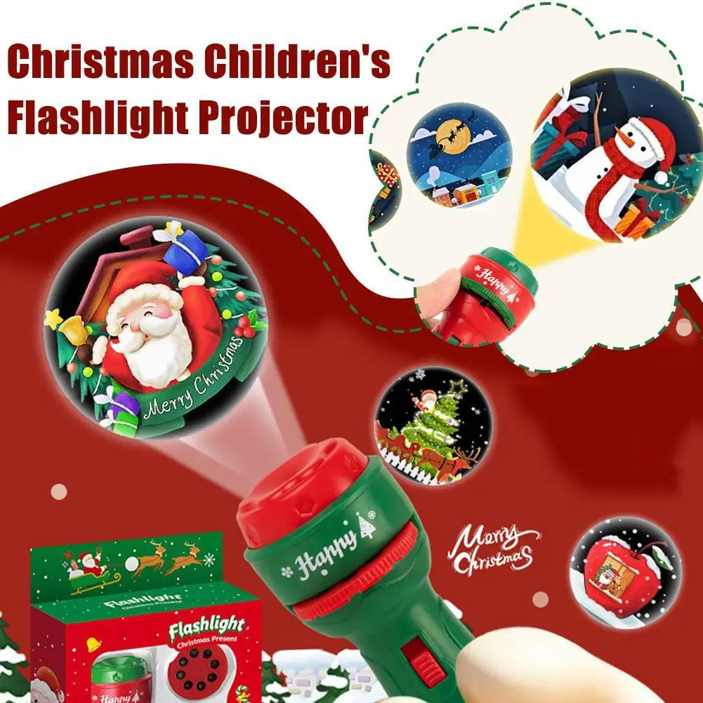 Christmas Gifts Children's Kindergarten Glowing Flashlight Creative Themes Projection Toys Night Lights Xmas Image Decorations