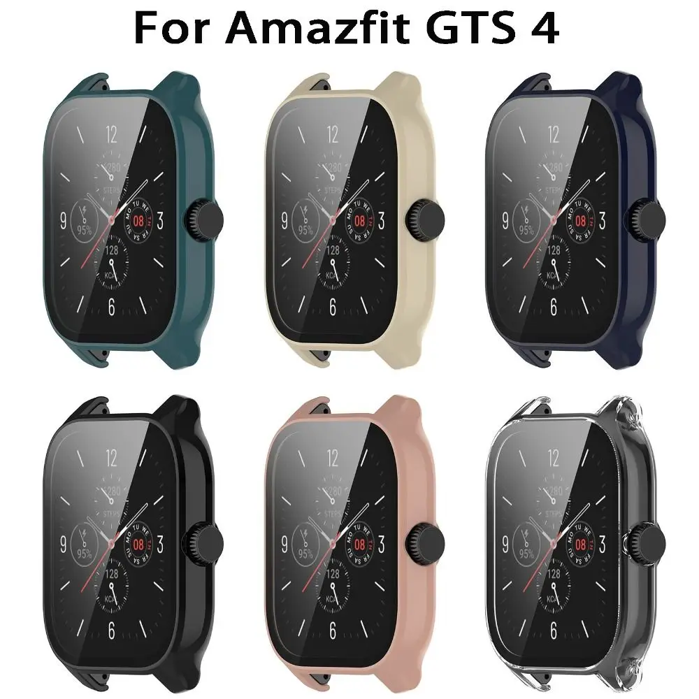 Hard Shell Full Coverage PC Shell Screen Protector Case Tempered Cover For Amazfit GTS 4