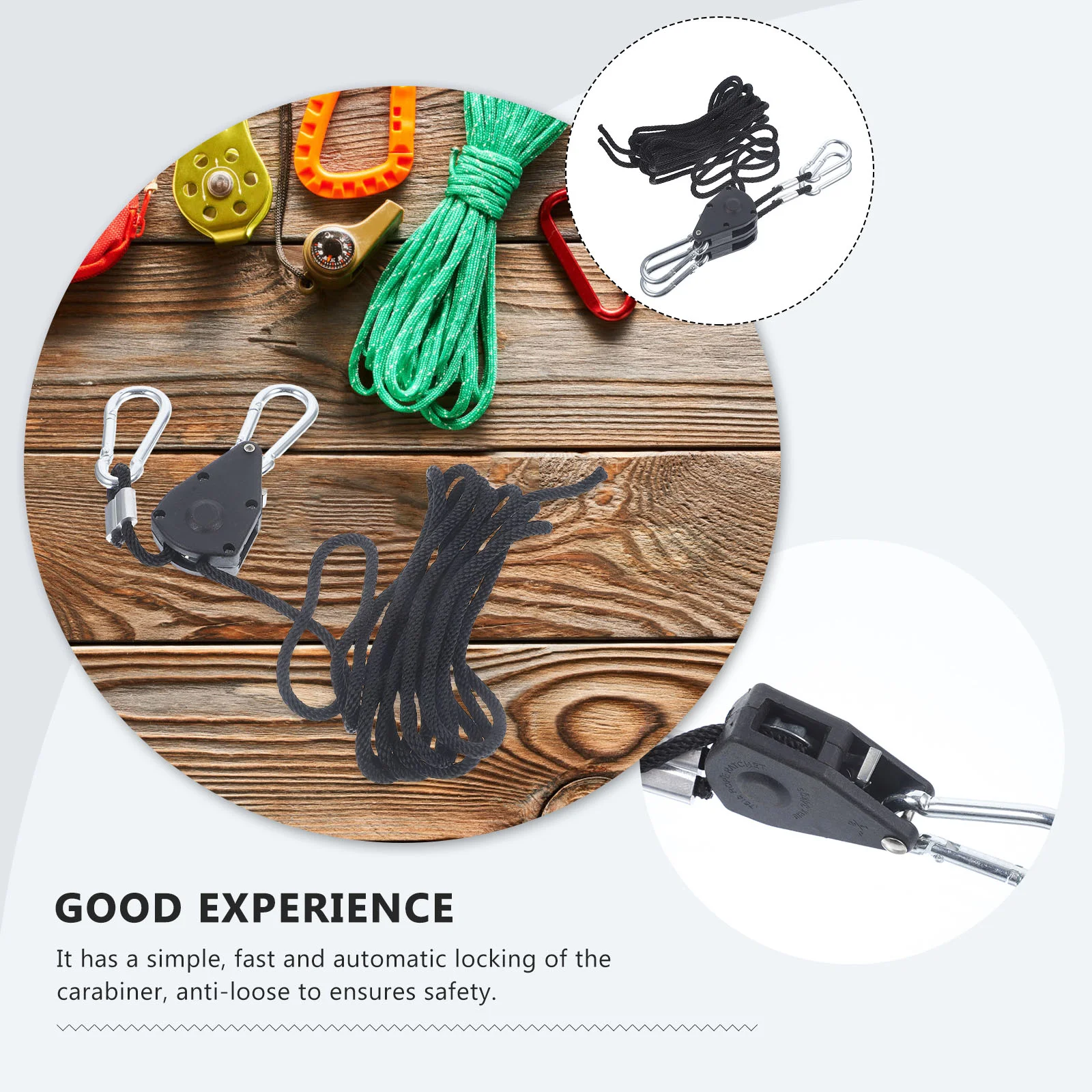 4 Pcs Grow Light Rope Hook Plant Hangers Heavy Duty Ratchet Hanging Coat Abs Adjustable Clip Ropes LED