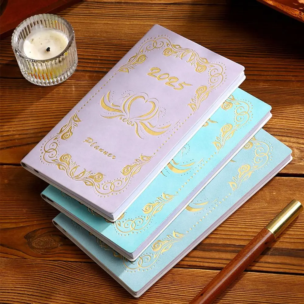 Time Management 2025 English Agenda Book Leather 365 Days Notepad 2025 A6 Pocket Notebook Taking Notes To Do List