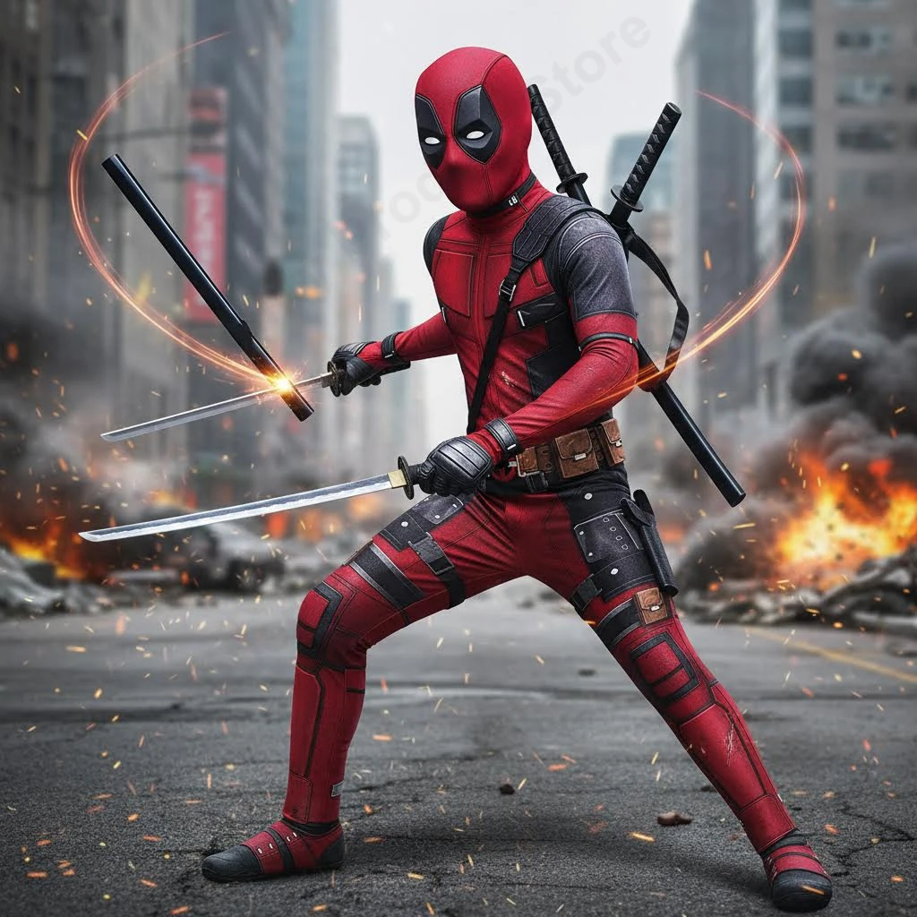 

Детский костюм Дэдпула из ПУ-кожи высокого качества, комбинезон для косплея на Хэллоуин, детский костюм Дэдпула