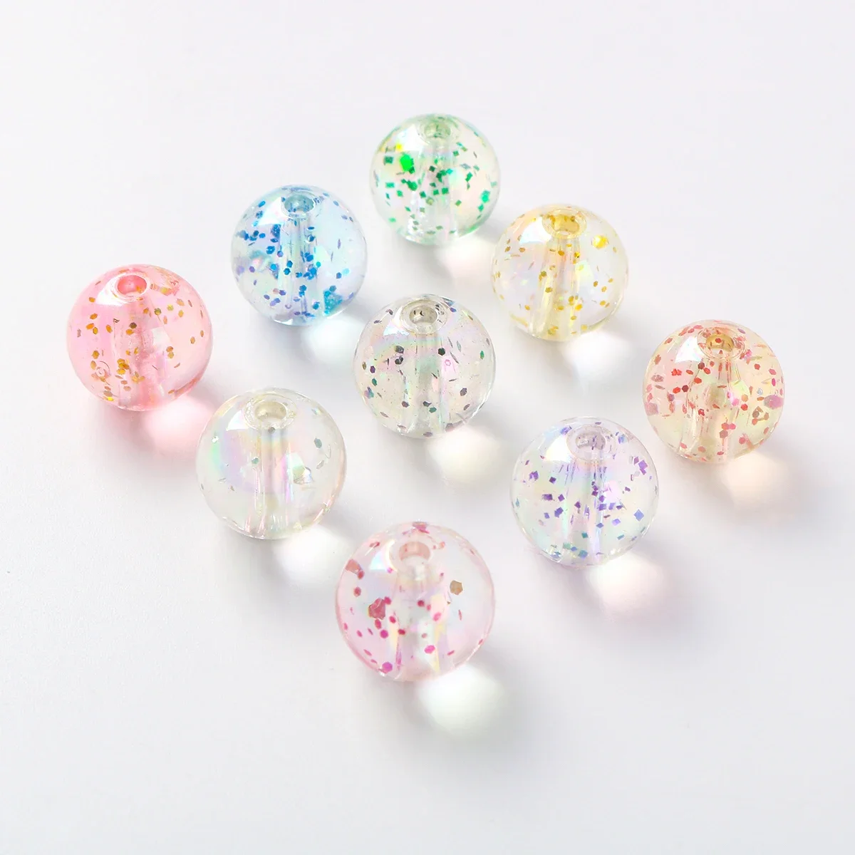 8/10mm Colorful  Acrylic Beads AB Color Round Spacer Beads For DIY Jewelry Making Pen Keychain Accessories Supplies