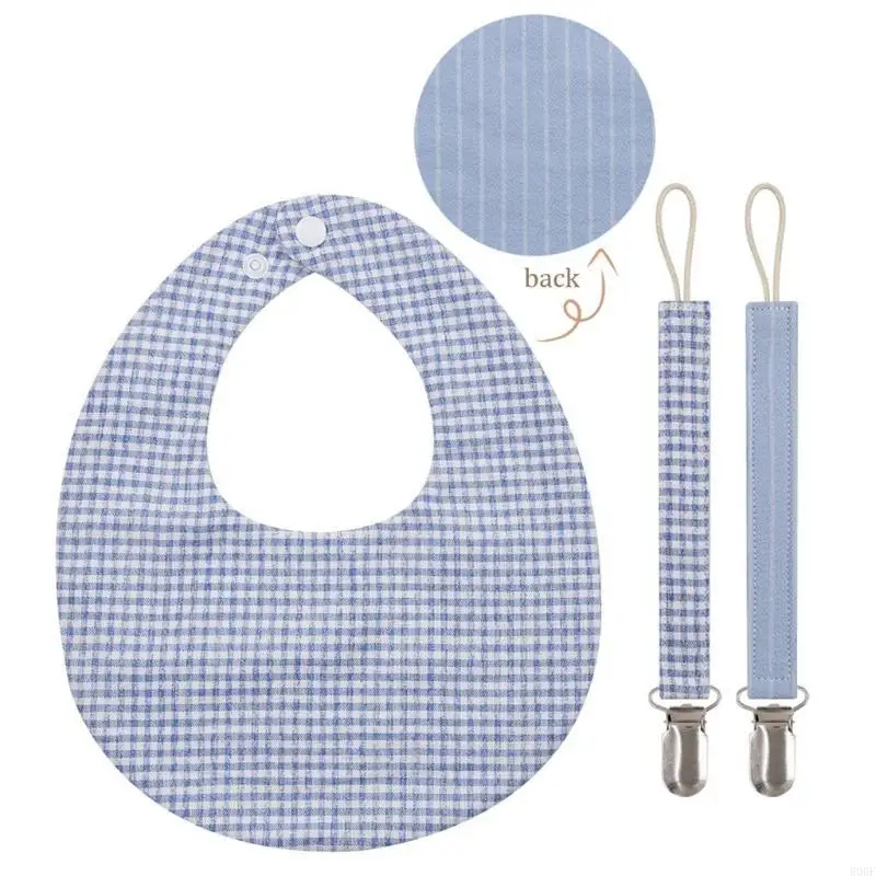 e06f baby Linen Cotton Cotton Bib Pacifier Chain Clips مجموعة مزدوجة من جانب الشبكة