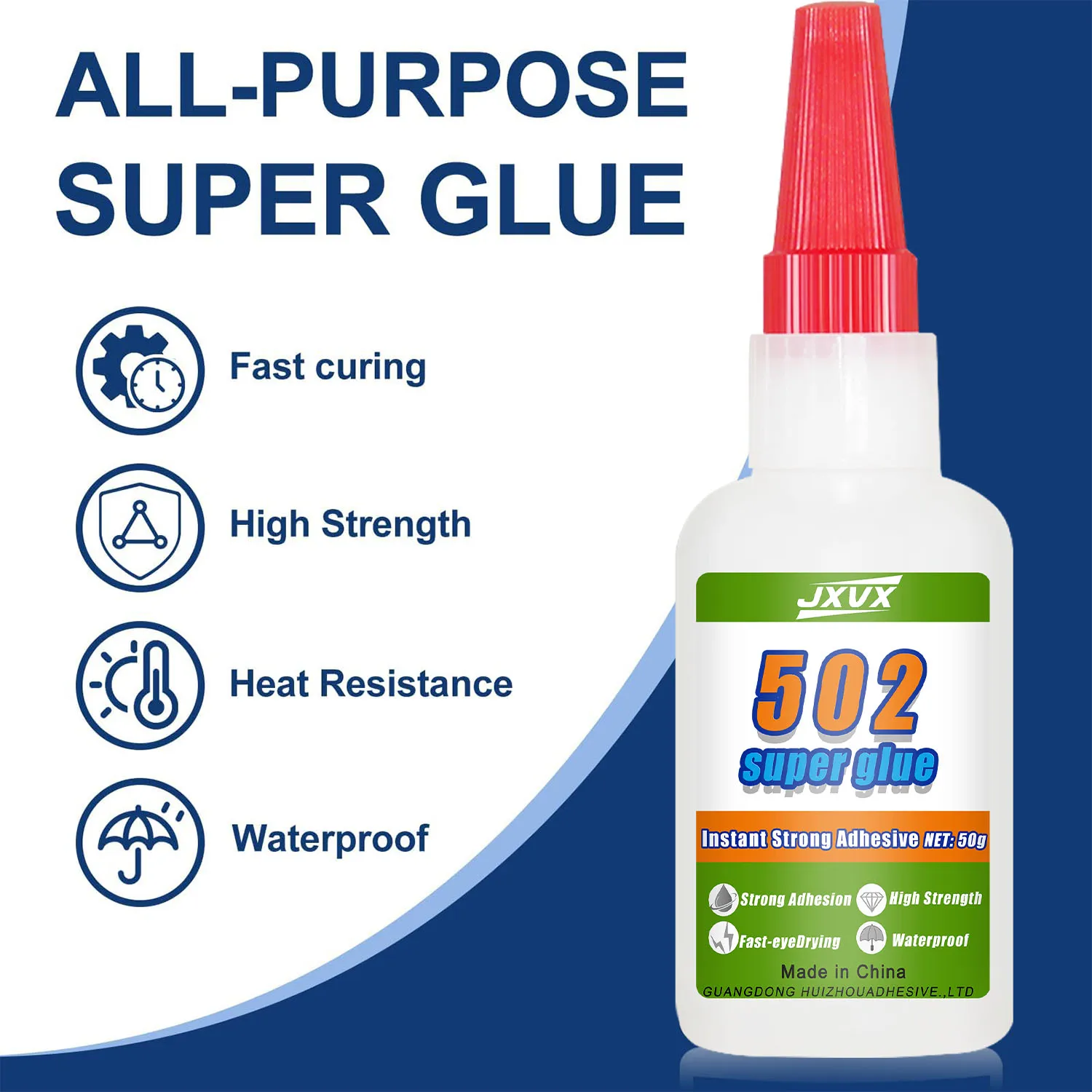 502 Super Glue 3-Second Curing Cyanoacrylate Adhesive Instant Bonding for Metal, Plastic, Glass, Toys Joining and Repair Office Maintenance