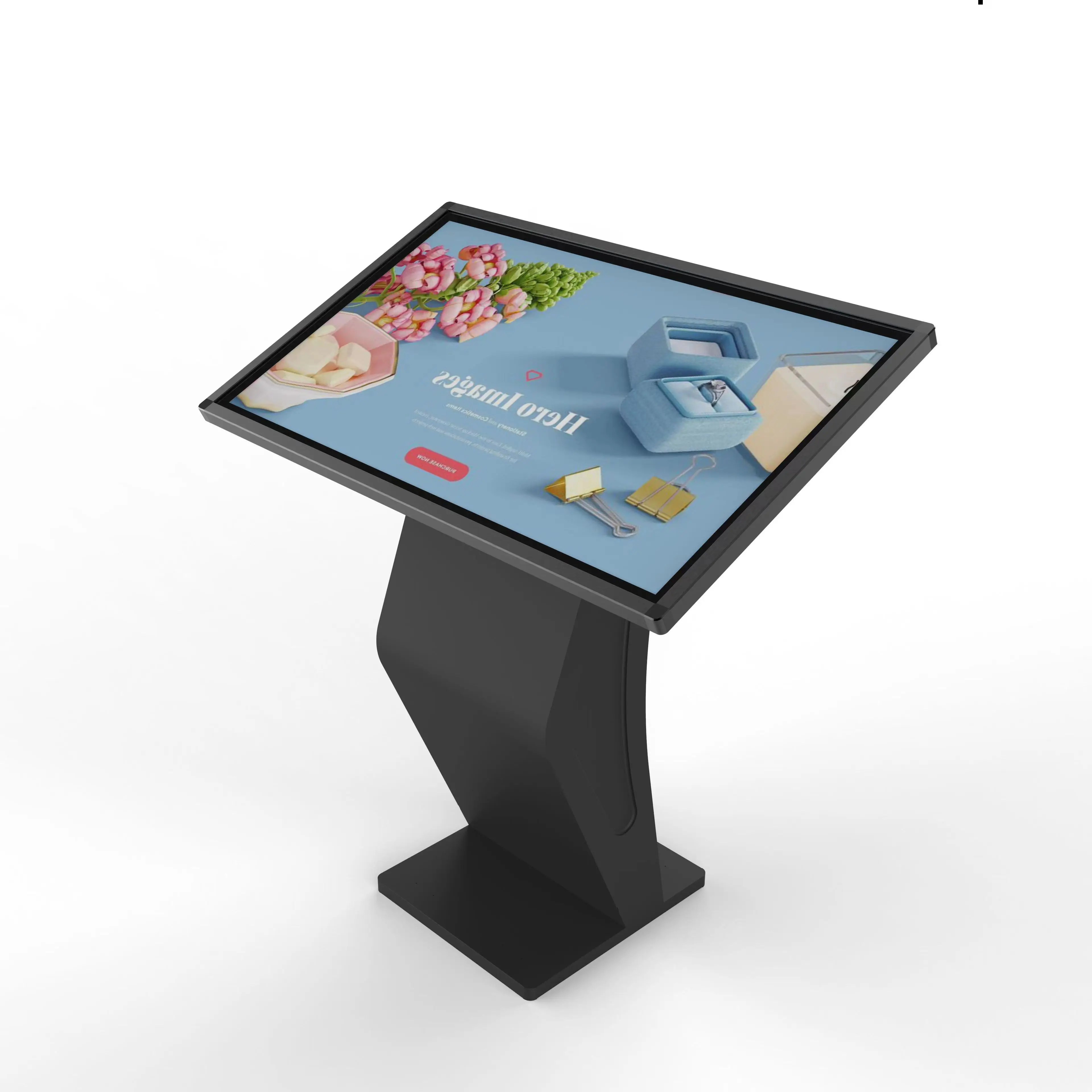 43 Inch Floor Standing Touch Screen Kiosk Horizontal Touch Screen Interactive All In One Pc Kiosk