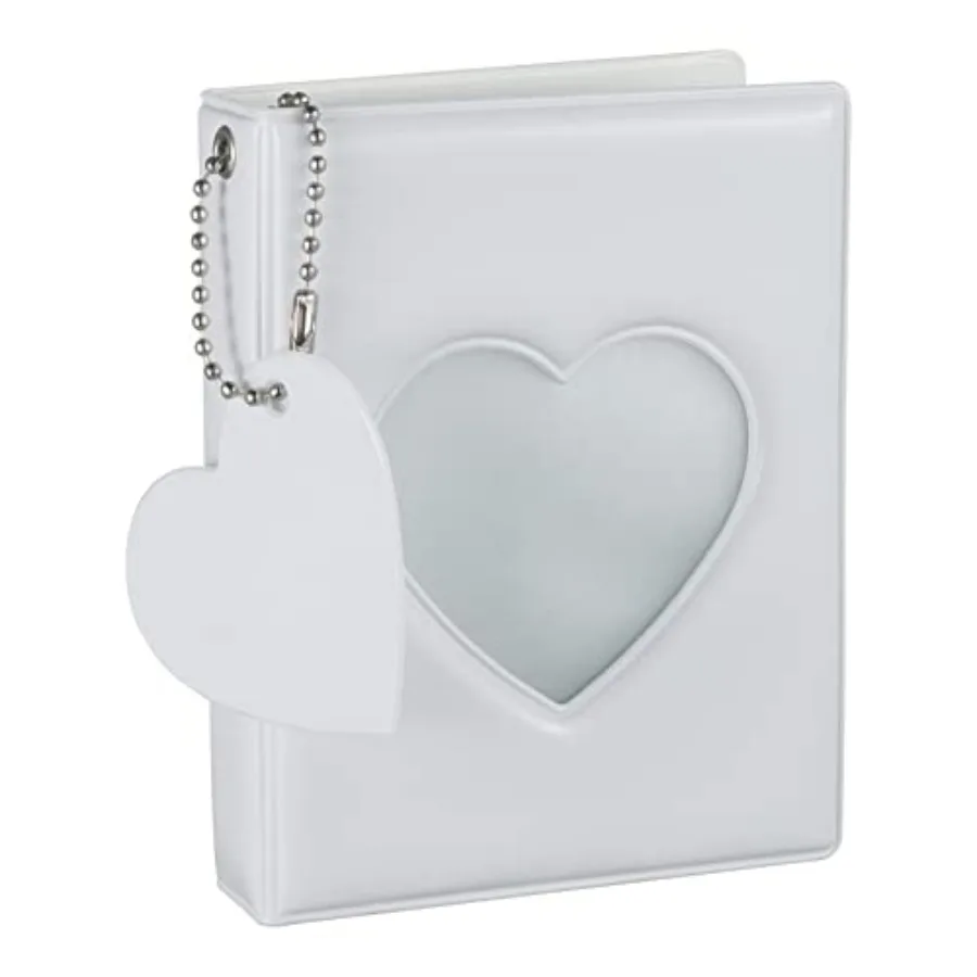 

3 Inch Kpop Photocard Holder Book, Mini Photo Album Mirror-Like Photocard Binder, Small Photo Card Book Love Heart Hollow Photo