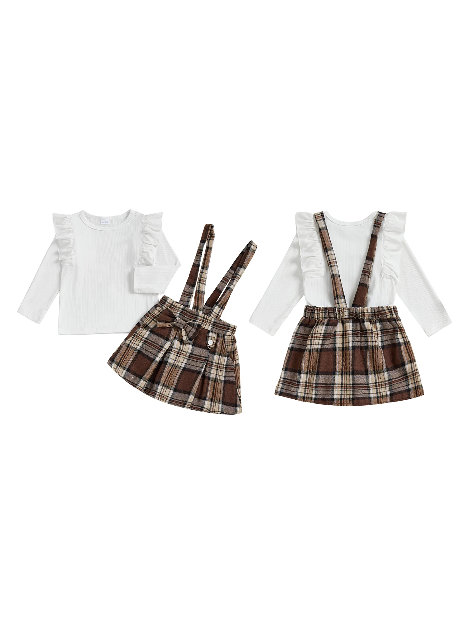 Set 2 potong untuk anak perempuan atasan bermotif bunga leher bulat lengan pendek dengan rok keseluruhan denim pakaian musim panas