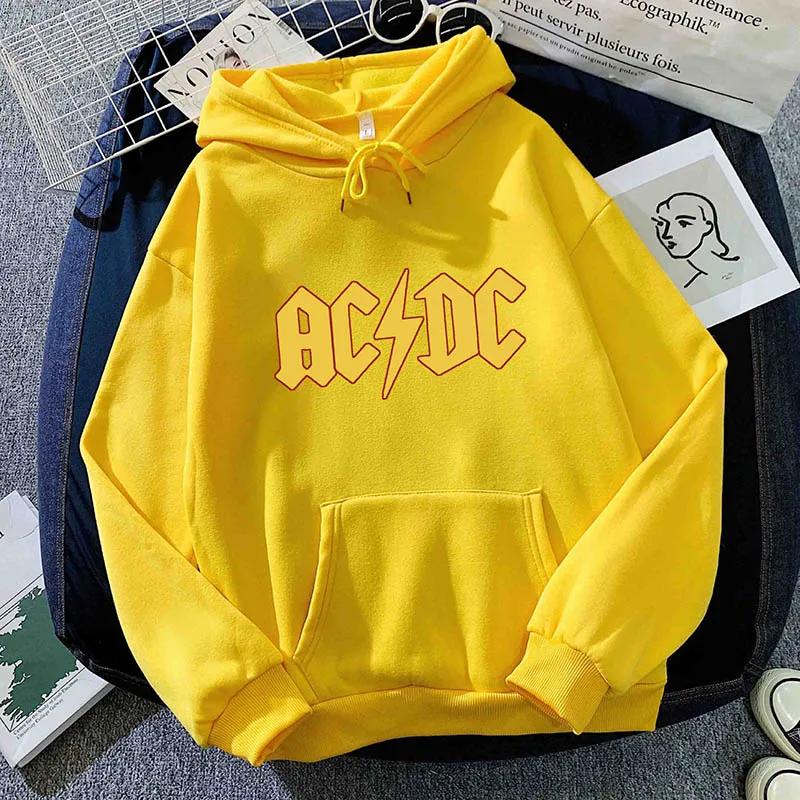 Nueva banda de Rock AC DC Sudadera con capucha ropa informal estilo Hip Hop sudaderas cómodas Strecth sudaderas holgadas de bolsillo moda calle hombres jerseys