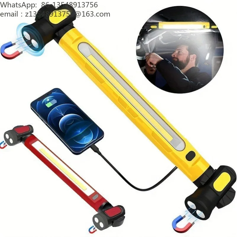 New COB strip magnetic work light USB charging with hook car maintenance work light