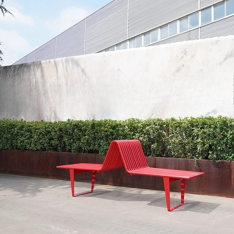 Outdoor stainless steel park chair anti-corrosion spray creative arched bench shopping mall square garden leisure bench