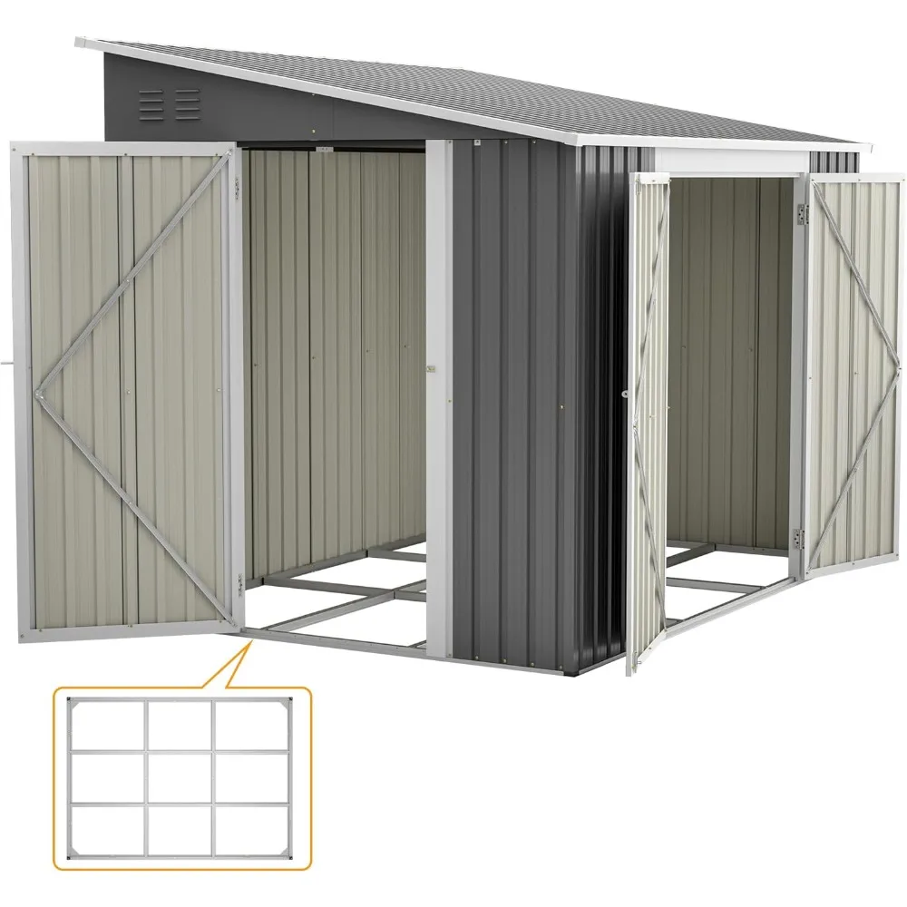 

6x8FT Metal Outdoor Storage Shed with Floor Frame,Large Tool&Lawn Mower Shed with Two Lockable Doors for Garden Backyard Patio