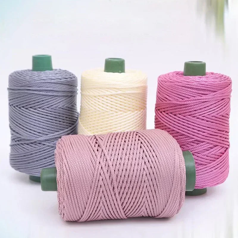 3mm Colored Twisted Woven Rope, Hollow Thread Craft Polyester Macrame Rope,Black Yarn for Crocheting, Crochet Thread for Knitter