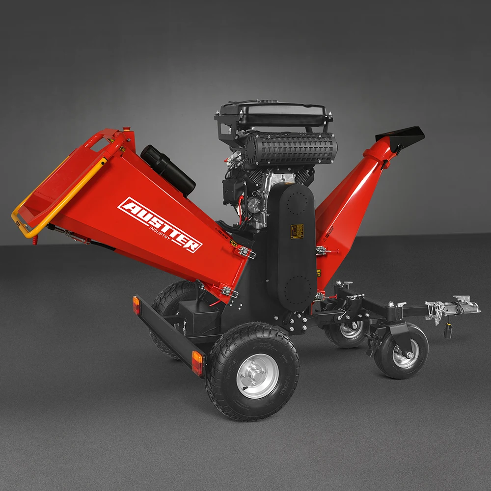 8 Inch 1000cc 35hp ZONSEN Engine Power Ga-soline 4 - Wheel Drum Wood Chipper with Taillight