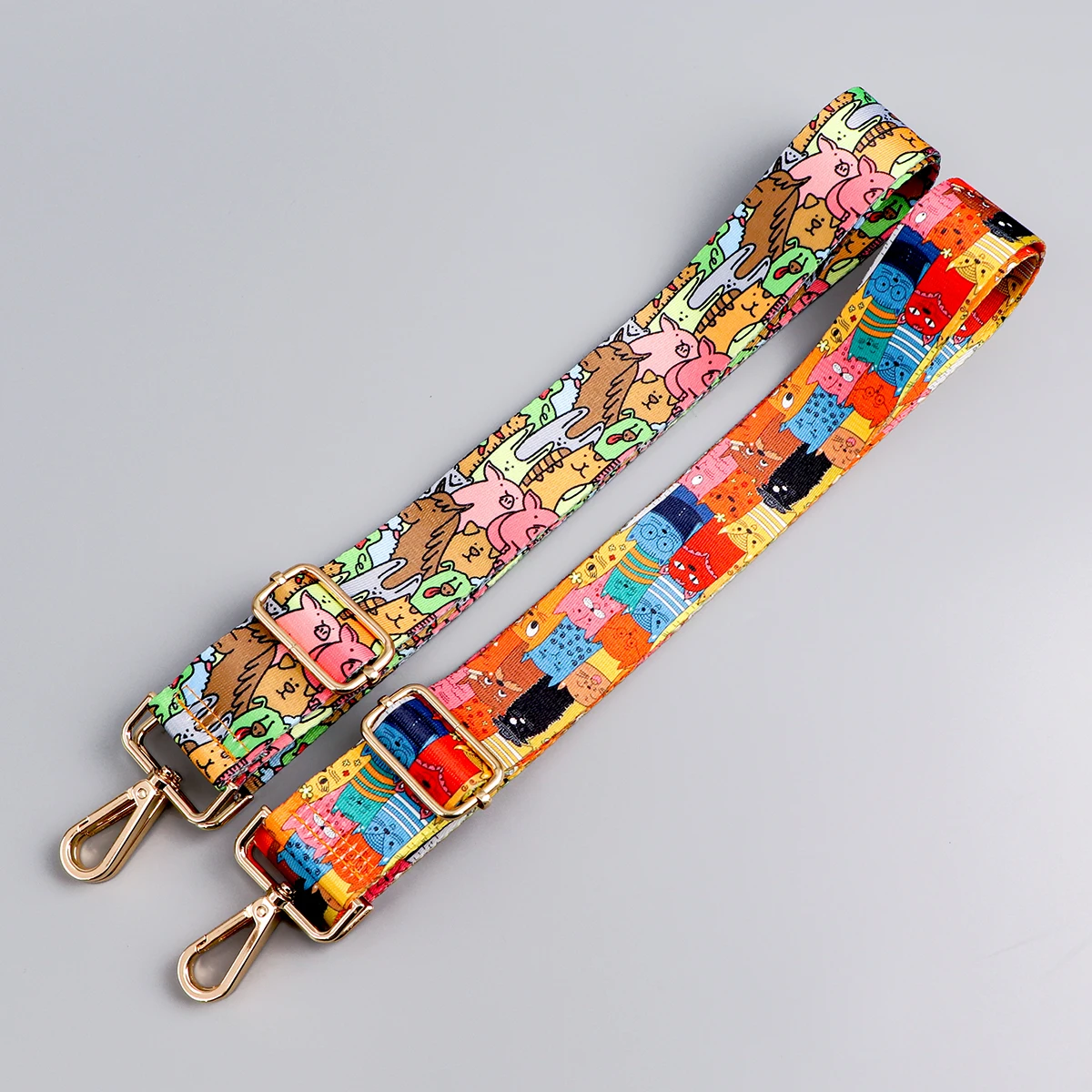 Cute Shoulder Straps Nylon Cartoon Animal Pattern Golden Chain Women Belt Strap Single Adjustable Wide Straps Bag Accessories