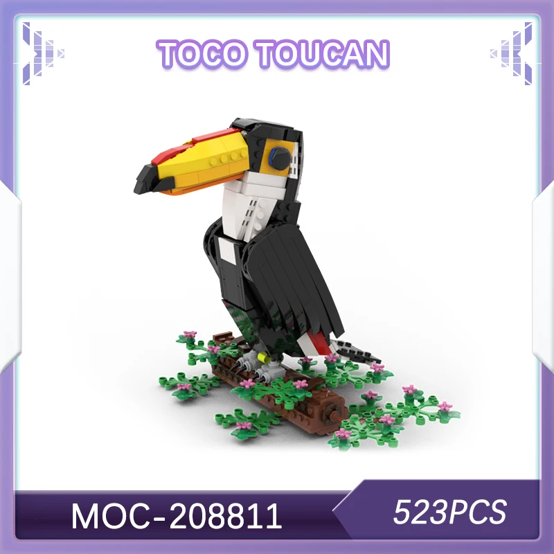

523 шт. Toco Toucan, строительные блоки для сборки, натуральные игрушки с животными, милая имитация птиц, орнамент для девочек, креативный MOC- 208811