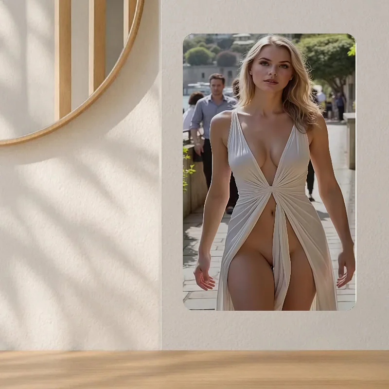1PC 2D Sexy Curvy Woman in White Sheer Metal Wall Art - Modern Easy Install Decor for Home Cafe, Christmas Gift