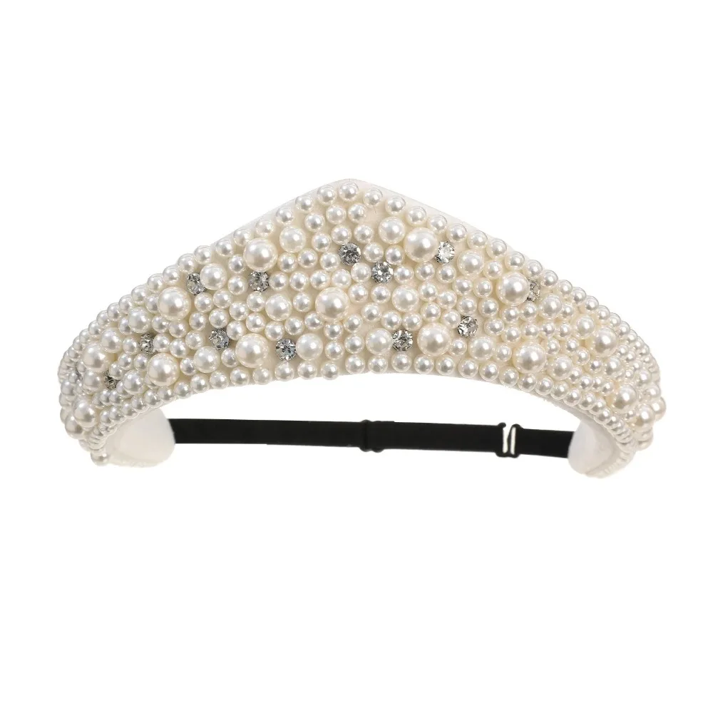 

Винтажная элегантная бархатная повязка на голову в стиле барокко, эластичная, с губчатой основой, широкая, с жемчугом и стразами, для женщин